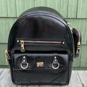 Madden NYC Sleek Black Backpack Purse Bag